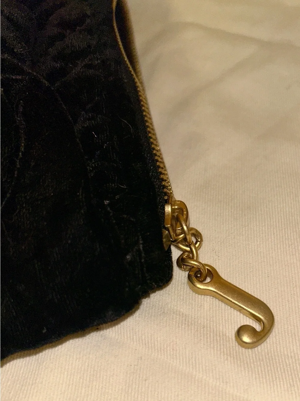 Juicy Couture Rare Y2KVintage Black Plushy Clutch, Gold Brass Chain Wristlet